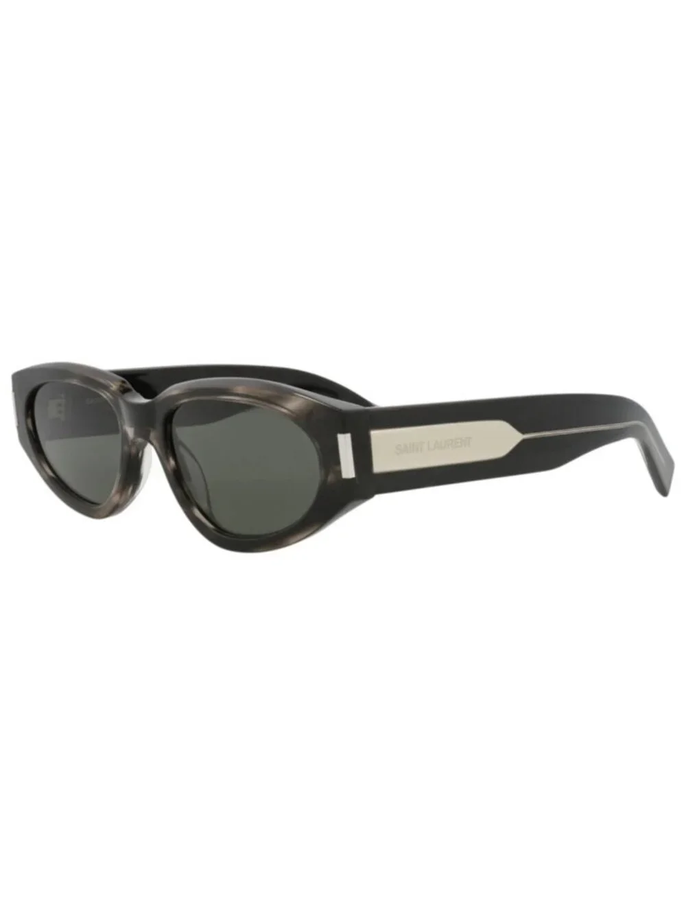 New Saint Laurent Women's Sunglasses Round Oval Recycled Acetate Frame Havana